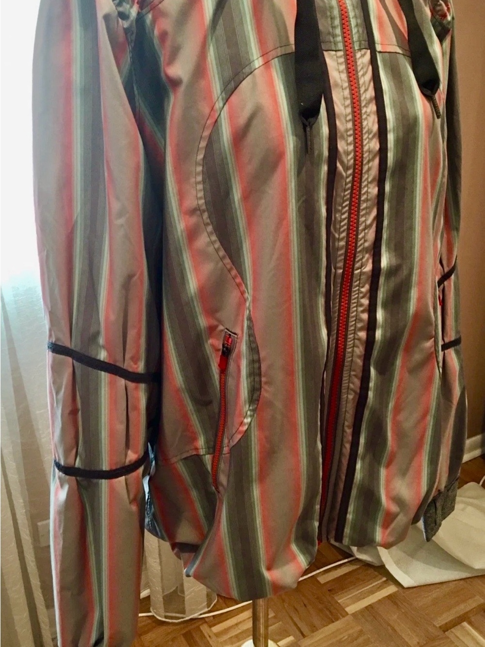 lululemon athletica Striped Hooded Bomber Jacket - Pink & Gray, size M - Picture 2 of 12